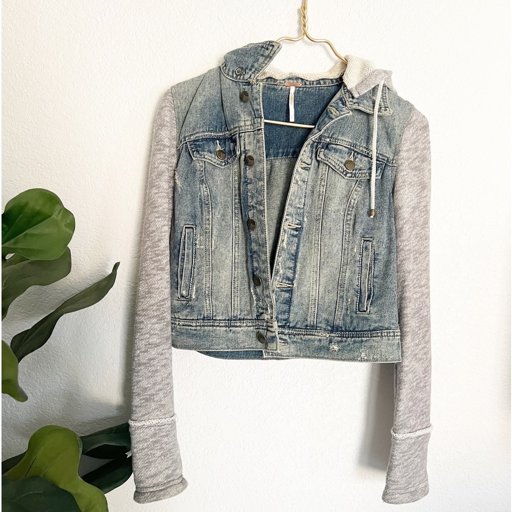 Free People Blue and Gray Jean Jacket